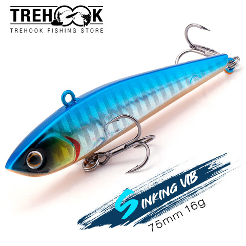 TREHOOK 75mm 16g VIB Wobblers por Pike invierno cebos de Pesca para hundir cebo Artificial duro Crankbaits de Pesca señuelo de Pesca ► Foto 1/6