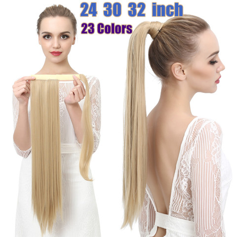 Extensión de cabello con coleta para mujer, postizo con cordón, coleta sintética recta, cola de caballo larga ► Foto 1/6