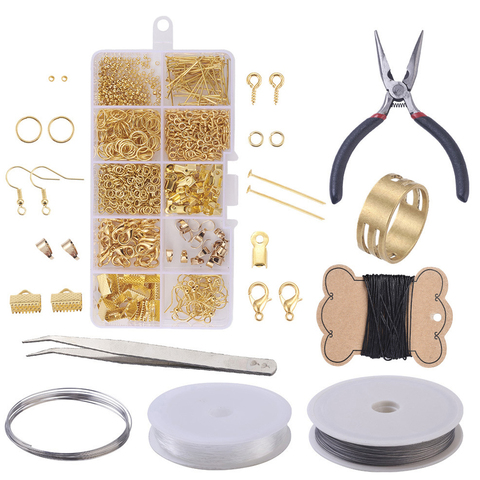 Kit de suministros para la fabricación de joyas, herramientas de reparación de joyas con accesorios, alicates para joyería y cables de abalorios para adultos ► Foto 1/6