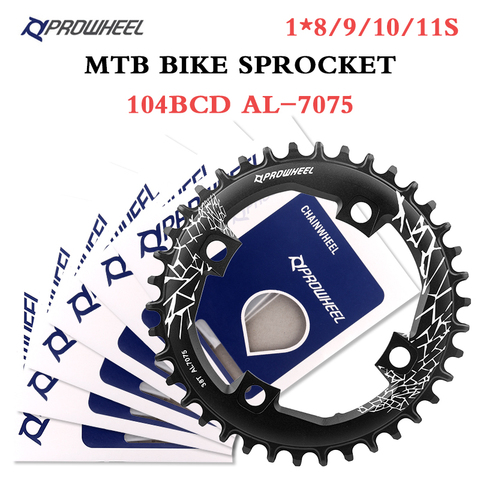 PROWHEEL-plato de cadena ancho y estrecho para bicicleta de montaña, piezas de placa dentada para bicicleta de montaña, 104 BCD, AL7075, 32T, 34T, 36T, 38T, 40T, 42T, biela de bicicletas de montaña ► Foto 1/6