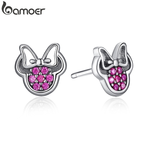 BAMOER presenta Plata de Ley 925 forma roja brillante Minnie joyería de moda tienda especial PAS414 ► Foto 1/6