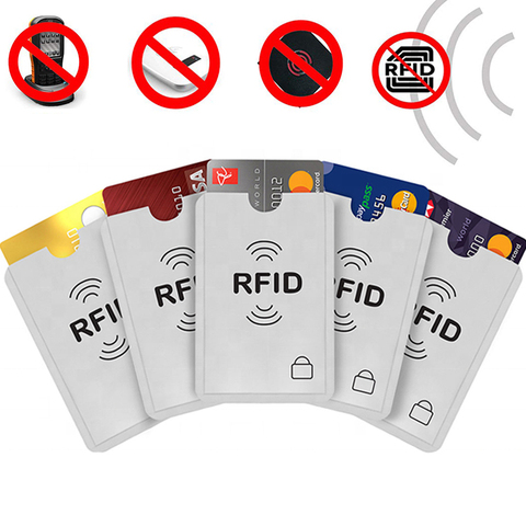 Funda de aluminio con bloqueo NFC para tarjetas de Anti RFID, funda con tarjetero, protección antirrobo para billetera plateada ► Foto 1/6