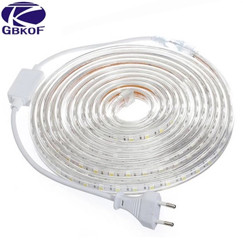 SMD 5050 AC 220 V tira de LED impermeable al aire libre de 220 V 5050 220 V tira de LED 220 V SMD 5050 LED tira de luz 1M 2M 5M 10M 20M 25M 220 V ► Foto 1/6