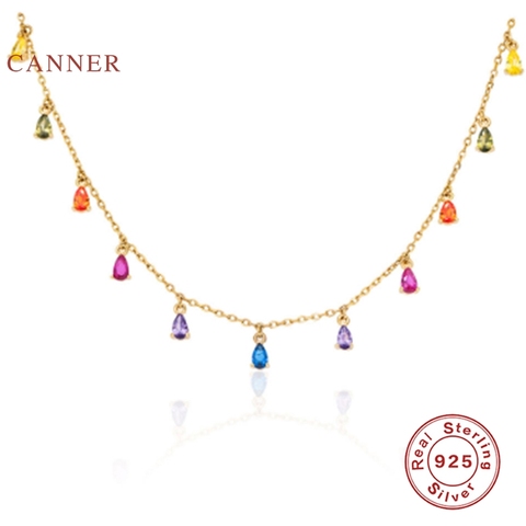 CANNER-collar con Plata de Ley 925 auténtica de Luna y estrellas para mujer, joyería con perlas, gargantilla de cadena de diamantes de lujo, bisutería 2022 ► Foto 1/6