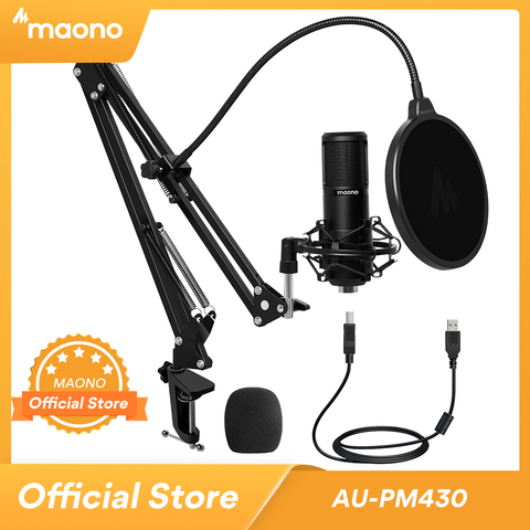 Micrófono MAONO PM430 USB 25mm diafragma grande 92KHZ/24Bit condensador cardioide PC Mic para PC Youtube Gaming grabación de estudio ► Foto 1/6