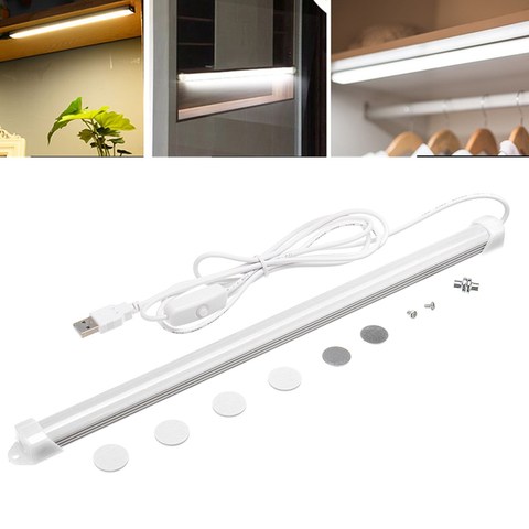 Lámpara de tubo de tira USB, 5W, luz LED para armario, 4000K, Blanca, para armario, cocina, armario, estante, armario, Bar ► Foto 1/6