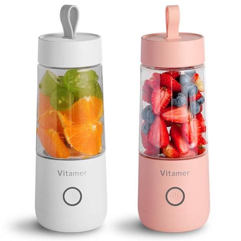 Exprimidor eléctrico portátil de frutas, máquina de batidos recargable por USB, minimezclador de frutas, taza de zumo, mezclador de cocina, 350ml ► Foto 1/6