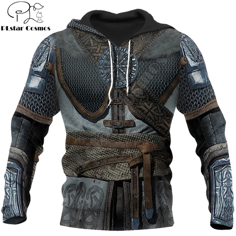 Viking Armor-Sudadera con capucha para hombre y mujer, prenda deportiva con estampado 3D de tatuaje, estilo Harajuku, Casual, con cremallera, WJ002 ► Foto 1/6