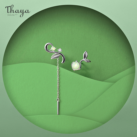 Thaya-pendientes de plata de primera ley con forma de capullo para mujer, aretes pequeños, plata esterlina 925, Ópalo, diseño Original, joya fina ► Foto 1/5