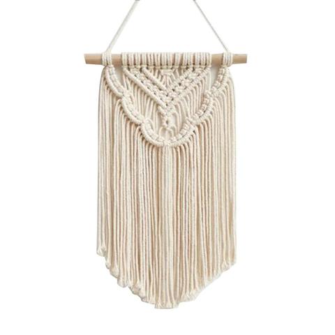 Colgante de pared de macramé, tapiz de cuerda de algodón tejido a mano de estilo bohemio para el hogar, boda, dormitorio, decoración de pared, macramé ► Foto 1/6