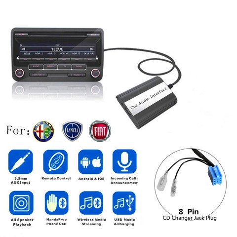DOXINGYE-Adaptador USB AUX Bluetooth para coche, cambiador de Cd de música Digital, reproductor MP3 para Fiat Alfa Romeo Lancia, interfaz de 8 pines ► Foto 1/6
