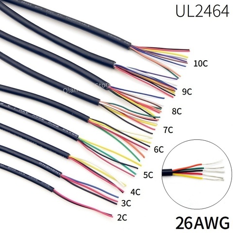 1M revestido de alambre de Cable 26AWG Channl de línea de Audio de 2 3 4 5 6 7 8 9 10 núcleos aislado Cobre blando Señal de Cable de Control de UL2464 ► Foto 1/6