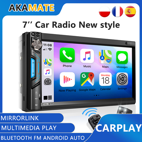 Radio con GPS para coche, reproductor MP5, 2DIN, Apple Carplay, Mirrorlink, Bluetooth, FM, Universal, 7 pulgadas ► Foto 1/6