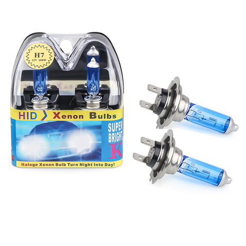 Bombilla halógena de repuesto para faro delantero de coche, lámpara de alta potencia de 12V, H7, 55/100w, 6000k, de cristal de cuarzo blanco superbrillante, 2 uds. ► Foto 1/6