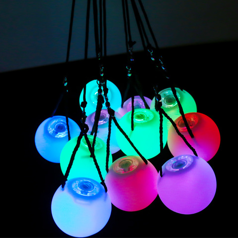 Danza del vientre bolas RGB brillo LED POI tirado bolas para danza del vientre accesorios para las manos puesta en escena accesorios 1 par/1Pc LED POI ► Foto 1/6