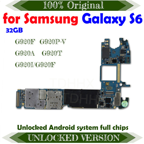 Placa base Original para Samsung Galaxy S6 borde G920F G920P-V G920A G920T 32 GB G920I desbloqueado con Chips de placa base versión UE ► Foto 1/2