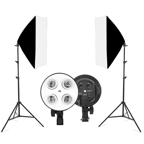 Kit de cuatro lámparas Softbox de iluminación, Base E27, accesorios de cámara para vídeo de estudio fotográfico, 50x70CM, 2 uds. ► Foto 1/6