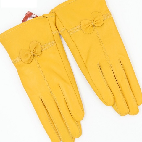 Guantes de invierno de alta calidad para mujer, más cálidos, guantes de lana, guante de Cabo femenino, guantes de cuero genuino ► Foto 1/6
