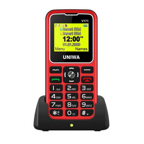 UNIWA-teléfono inteligente V171 GMS para ancianos, 2G, inalámbrico, FM, 1000mAh, SOS, pantalla de 1,77 