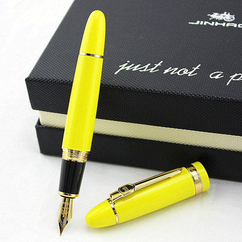 JINHAO-pluma estilográfica ancha 159mm 18KGP, color negro, champán, dorado, blanco, rojo, verde, azul, amarillo, 18 colores a elegir ► Foto 1/3