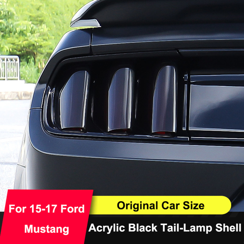 QHCP acrílico coche luz para faro trasero Protector de la cubierta de la etiqueta engomada ahumado negro 6 uds accesorios para automóviles para 2015 Ford Mustang 2016, 2017 ► Foto 1/5