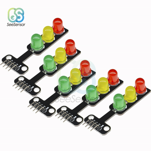 Mini Módulo De Pantalla LED DE TRÁFICO DE 5V para Arduino, luz LED RGB de 5mm, rojo, amarillo, verde, 5 uds. ► Foto 1/6