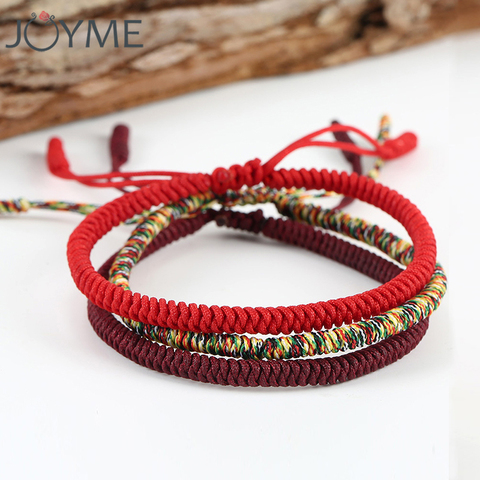 Pulsera de cuerda de la suerte de cordel rojo para hombres y mujeres, pulsera de hilo de tamaño ajustable, para oración, Yoga, Buda tibetano, hecha a mano, nueva ► Foto 1/6