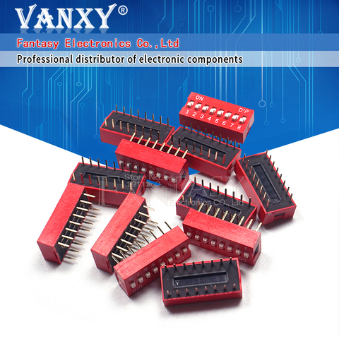 10 Uds interruptor DIP 8 poco forma de 2,54mm interruptor de palanca rojo encaje interruptor electrónico, venta mayorista ► Foto 1/6