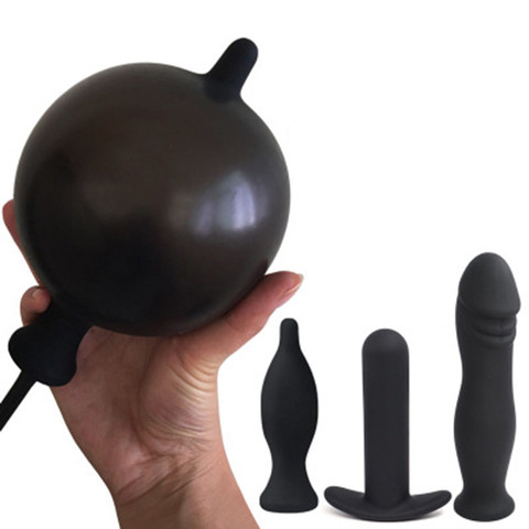 Consolador Anal inflable para hombres y mujeres, tapón expandible con bomba, productos para adultos, Juguetes sexuales de silicona, masajeador dilatador Anal ► Foto 1/6