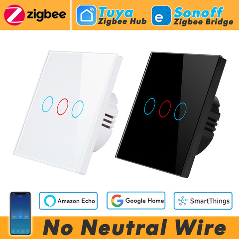 Zigbee-Interruptor de luz de pared inteligente para la UE, funciona con la puerta de enlace de Tuya Zigbee, puente Sonoff Zigbee, compatible con Alexa y Google Home ► Foto 1/6