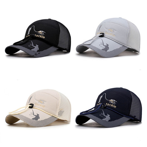 Gorra de pesca de malla con cordón ajustable, visera deportiva, Unisex, pesca, deporte, béisbol, tapones multifunción, novedad de 2022 ► Foto 1/6