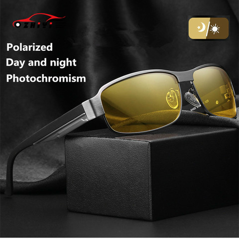 Gafas de visión nocturna marca ZHIYI, gafas de conducción diurna y nocturna, gafas de sol fotocromáticas polarizadas de aluminio Vintage para hombre UV400 ► Foto 1/6