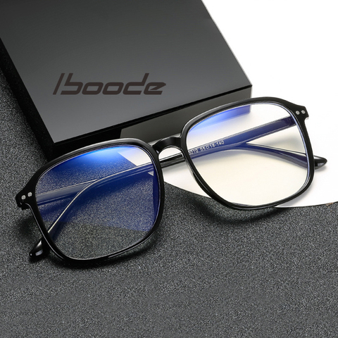 Iboode-Gafas de ordenador de gran tamaño para mujer, lentes de oficina antiluz azul con bloqueo azul, montura de gafas para hombre 2022 ► Foto 1/6