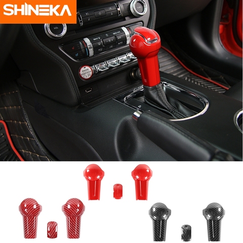 SHINEKA-pegatinas de Interior para Ford Mustang 2015 +, pomo de palanca de cambios para coche, cubierta de decoración para Ford Mustang 2015 + Accesorios, estilo de coche ► Foto 1/6