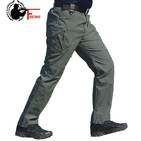 Pantalones tácticos para hombre, pantalones militares, pantalones del ejército, pantalones de carga de algodón IX9, cintura elástica, muchos bolsillos, ropa de combate SWAT ► Foto 1/6