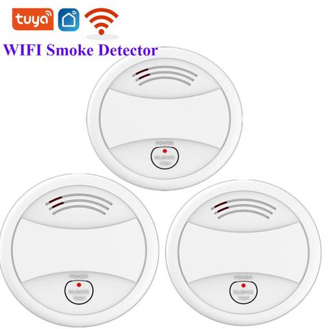 Tuya-Sensor Detector de humo con Control por aplicación WIFI, Detector de humo independiente, alarma de humo de alta sensibilidad, detección inteligente, protección contra incendios ► Foto 1/6