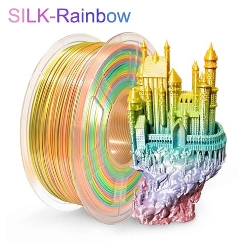 SUNLU 1,75mm PLA de seda de color de arco iris 3D filamento de impresora Sin enredos 100% no burbuja con bolsa de aspiradora de la tolerancia de +/-0,02mm ► Foto 1/6