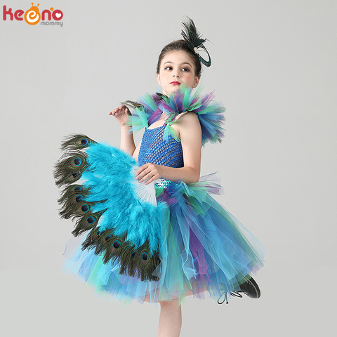 Disfraz de tutú de pavo real para niña, disfraz de princesa de pavo real, Carnaval, bailarina, fiesta de cumpleaños y Halloween ► Foto 1/6