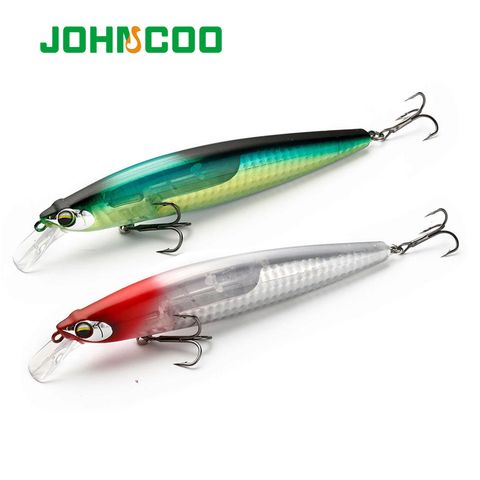 JOHNCOO-señuelo de pesca de lubina, pececillo flotante de 130mm, 18,5g, cebo duro de fundición larga, hoja Flash, Wobbler ► Foto 1/6