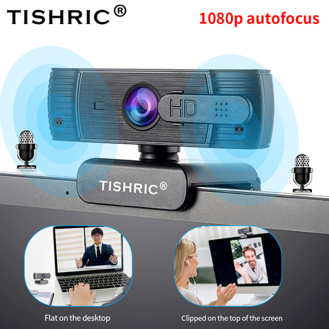 TISHRIC-cámara web con enfoque automático para ordenador webcam con usb de 1080p, para ordenador, con micrófono, 1080p ► Foto 1/6