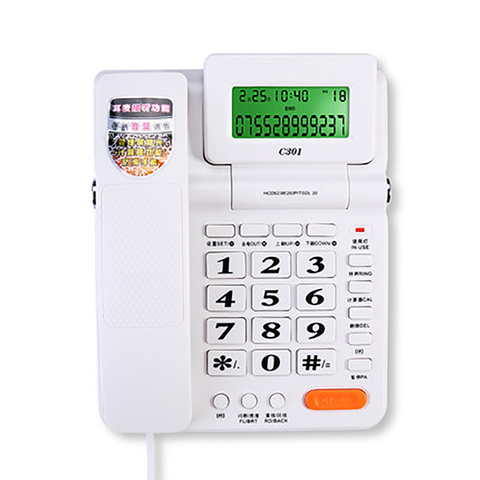 Teléfono con cable y botón grande, con identificador de llamada, volumen ajustable, calculadora, retroiluminación verde, doble interfaz para el hogar y la Oficina ► Foto 1/1