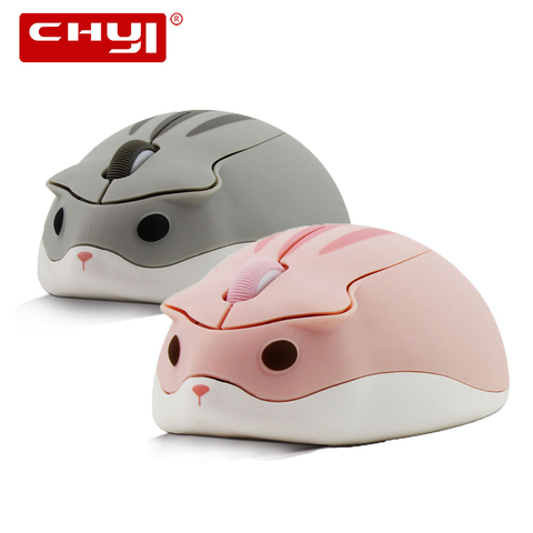 CHYI-ratón inalámbrico de dibujos animados para niños, óptico, Usb, portátil, Mini, rosa, diseño de hámster, para Macbook ► Foto 1/6