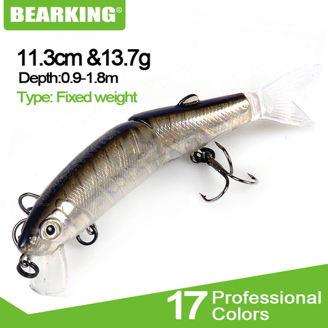 Señuelo de pesca Minnow marca Bearking 1 Uds. Cebo Artificial duro láser ojos 3D 11,3 cm 13,7g pesca Wobblers Minnows Crankbait ► Foto 1/6