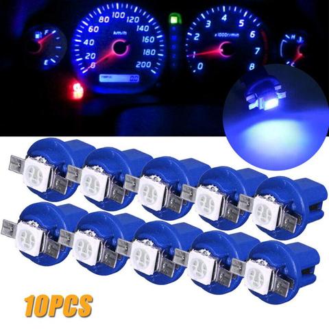 10 unids/lote Interior del coche T5 Led 1 SMD DC 12V luz del tablero de instrumentos del coche bombilla Auto lámpara de luz de cuña lateral azul rojo púrpura verde ► Foto 1/6