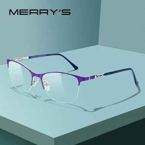 MERRYS-Gafas de diseño de moda para mujer, lentes de ojo de gato a la moda, de medio marco, para miopía, graduadas, S2109 ► Foto 1/6