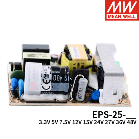 Mean well-fuente de alimentación de EPS-25 con marco abierto, fuente de alimentación de 25W, 3,3 V, 5V, 7,5 V, 12V, 15V, 24V, 27V, 36V, 48V, 5A, 2A, 3A, Meanwell ► Foto 1/1