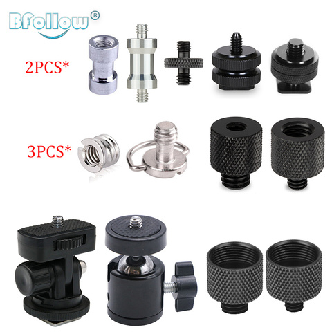 BFOLLOW-Kit de adaptador de rosca de 1/4 pulgadas, 3/8, 5/8, macho y hembra para trípode, luz Flash de cámara, soporte de micrófono, montaje de tornillo ► Foto 1/6