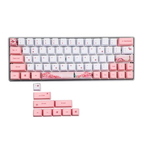 Sakura-Teclado mecánico de sublimación, teclas bonitas, PBT, OEM, perfil, para teclado GH60, GK61, GK64, nuevo ► Foto 1/6