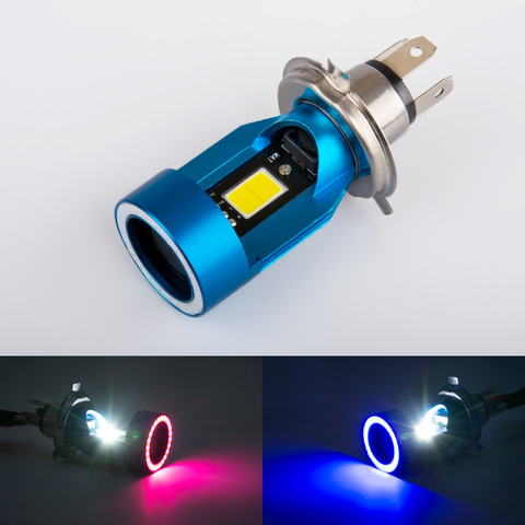 1pc H4 H6 ba20d HS1 de la motocicleta del Led de bombillas de faros LED moto lámpara de cabeza accesorios para Scooter con los ojos de Ángel ► Foto 1/6