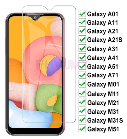 9H vidrio templado para Samsung Galaxy A01 A11 A21 A31 A41 A51 A71 Protector de pantalla de vidrio M01 M11 M21 M31 M51 película protectora de caso ► Foto 1/6